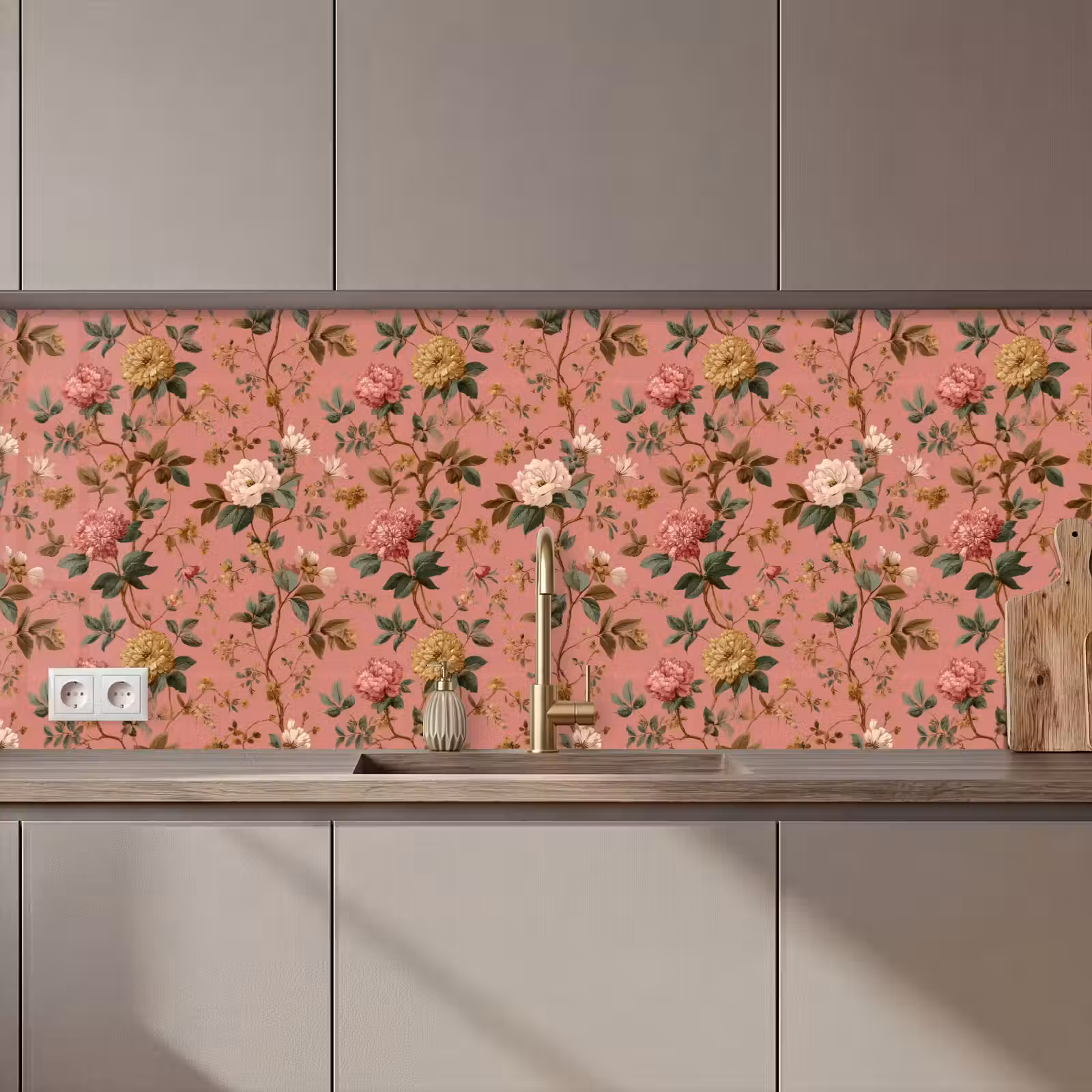 Keuken achterwand - Klassiek - Botanisch - Roze — 1