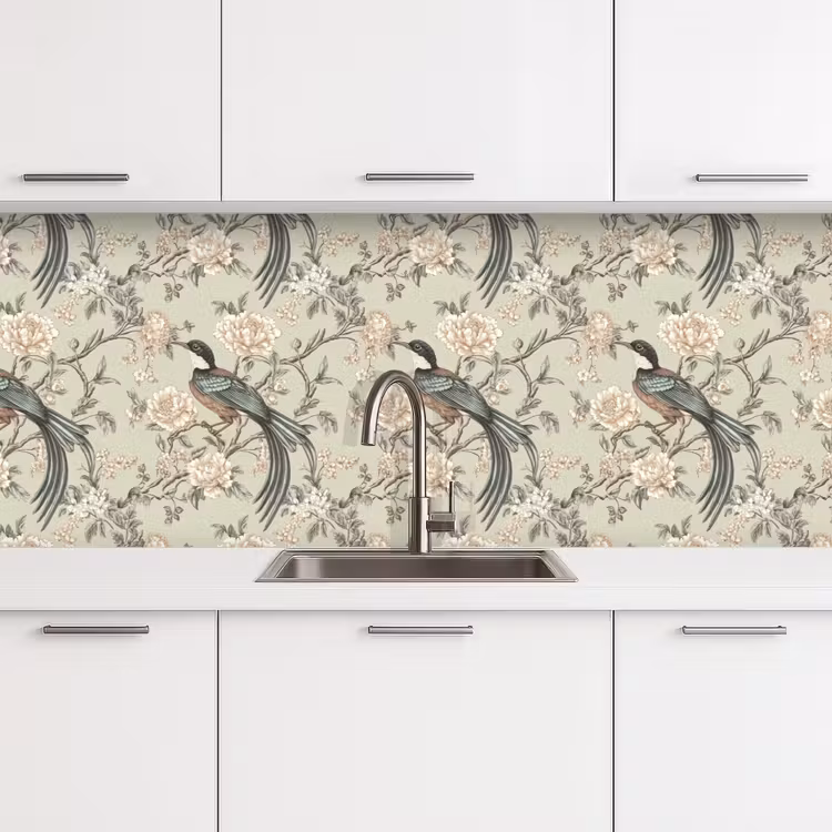 Keuken achterwand - Bloem - Vogel - Kleurrijk — 4