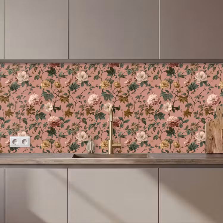 Keuken achterwand - Bloemen - Klassiek - Roze — 1