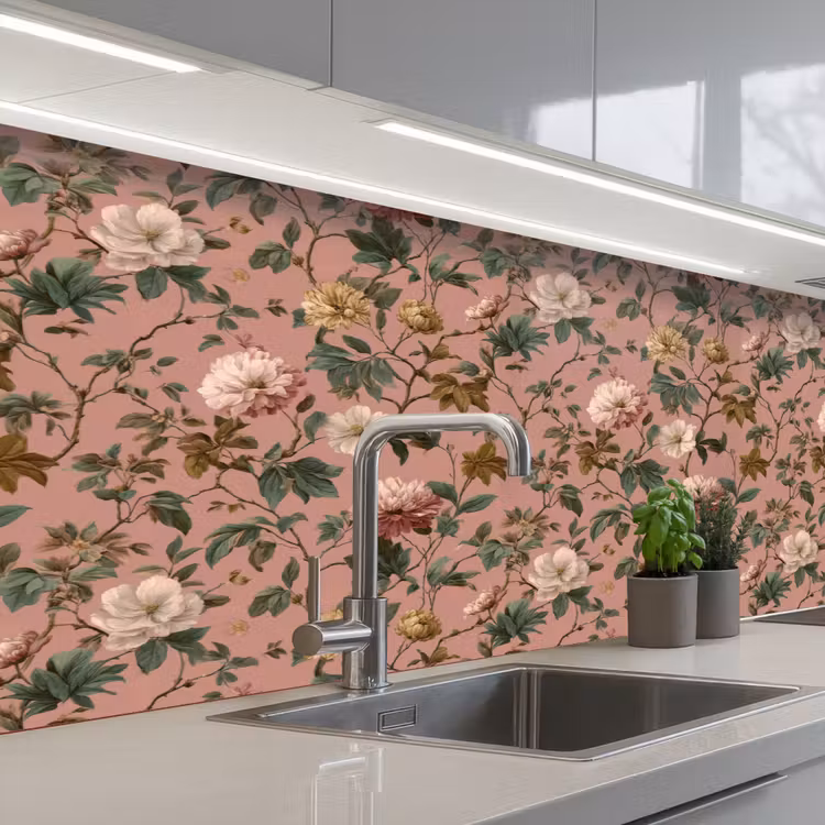 Keuken achterwand - Bloemen - Klassiek - Roze — 2