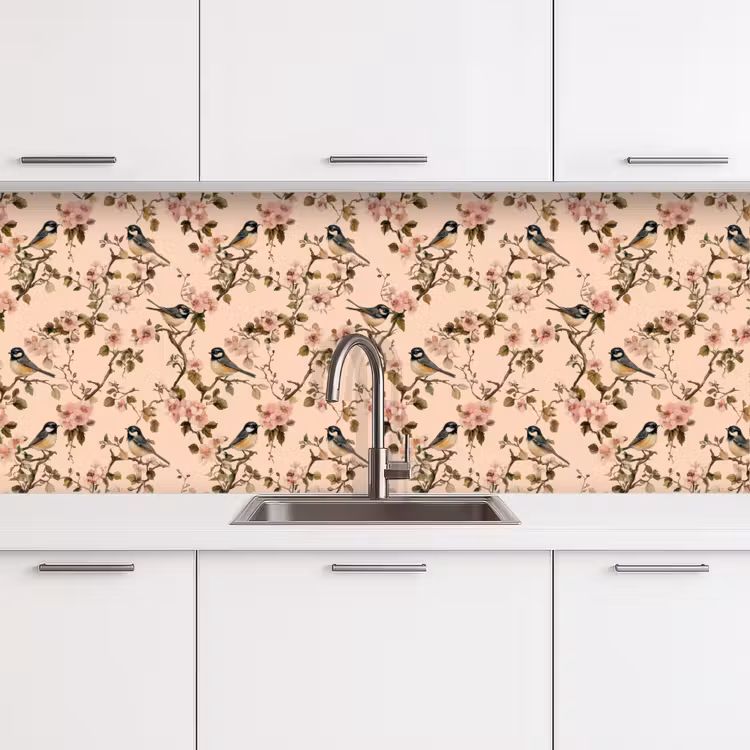 Keuken achterwand - Bloesem - Koolmees - Roze — 4