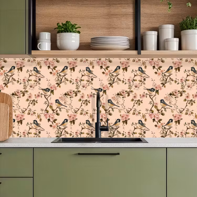 Keuken achterwand - Bloesem - Koolmees - Roze — 8