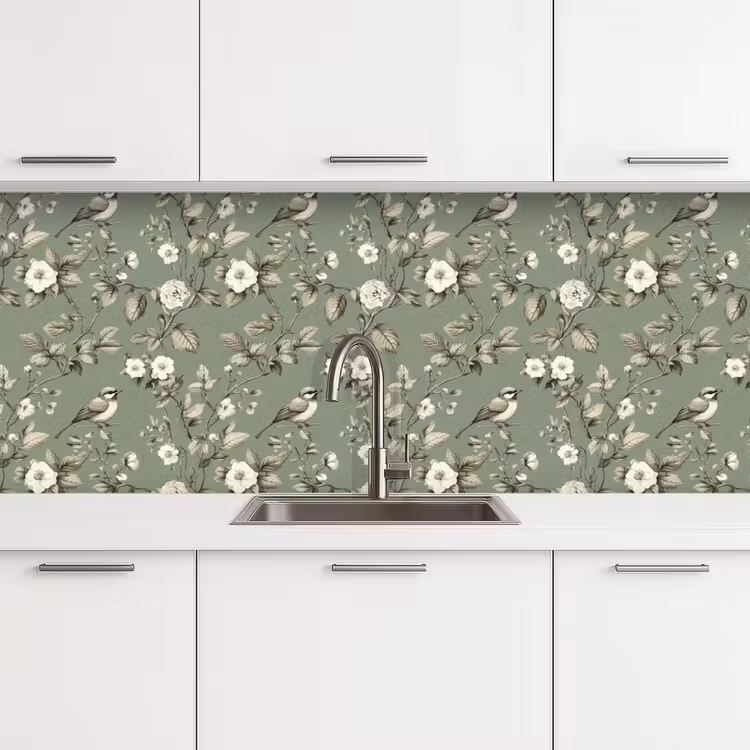 Keuken achterwand - Botanisch - Vogels - Groen — 4