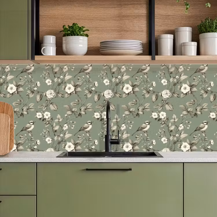 Keuken achterwand - Botanisch - Vogels - Groen — 8
