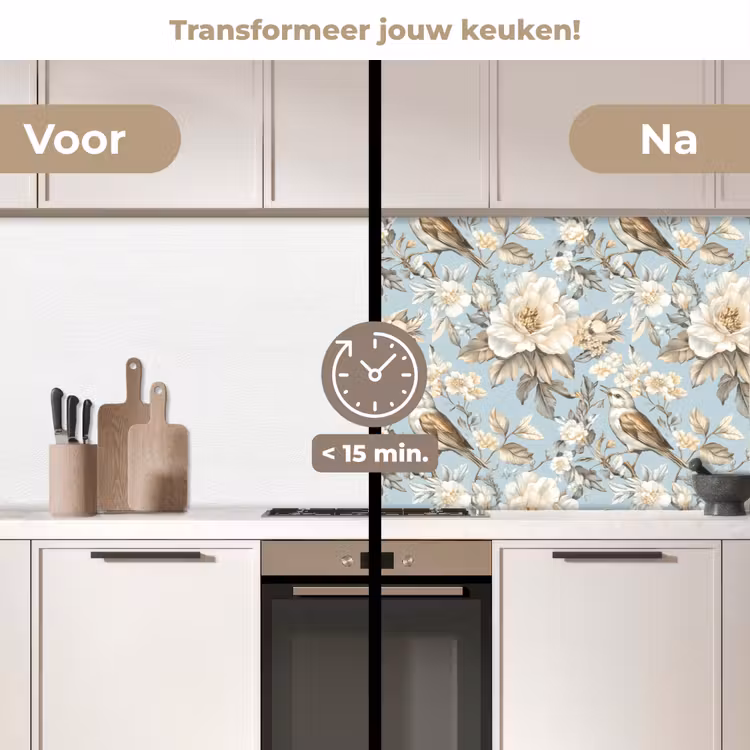 Keuken achterwand - Botanisch - Zangvogel - Blauw — 3