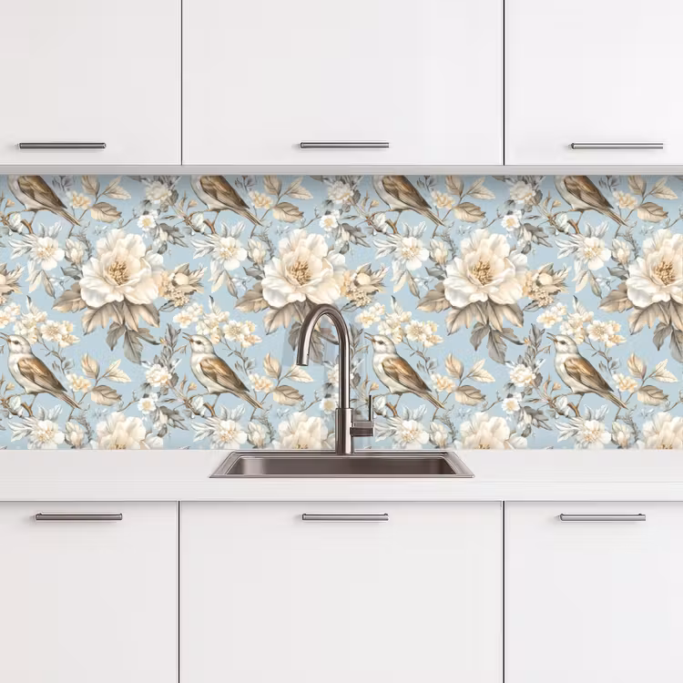 Keuken achterwand - Botanisch - Zangvogel - Blauw — 4