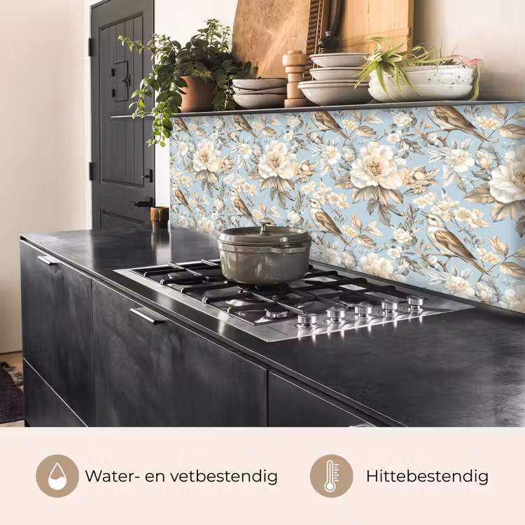 Keuken achterwand - Botanisch - Zangvogel - Blauw — 5