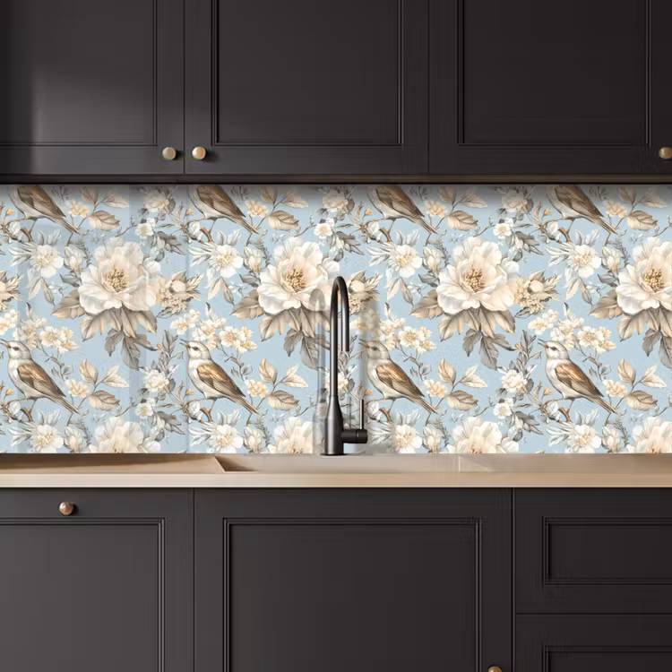 Keuken achterwand - Botanisch - Zangvogel - Blauw — 6