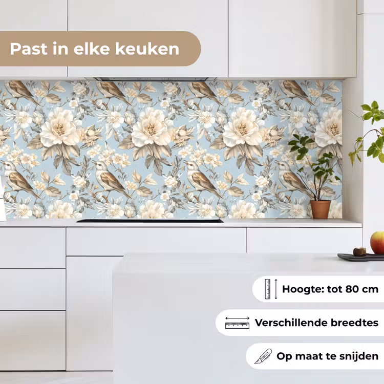 Keuken achterwand - Botanisch - Zangvogel - Blauw — 7