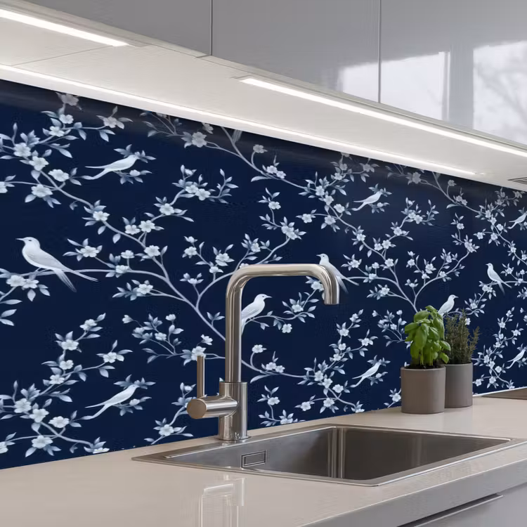 Keuken achterwand - Grafisch - Bloesemtak - Blauw — 2
