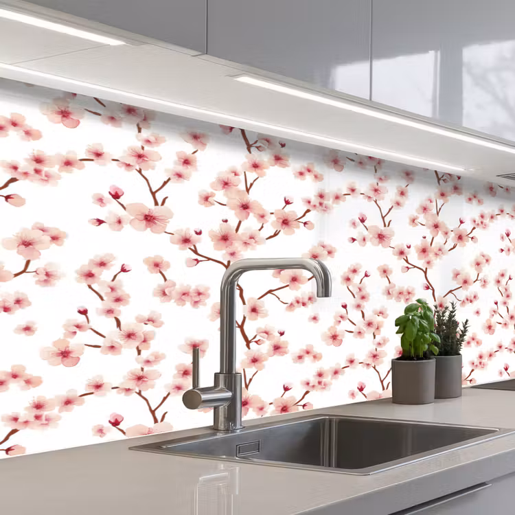 Keuken achterwand - Kersenbloesem - Takken - Roze — 2
