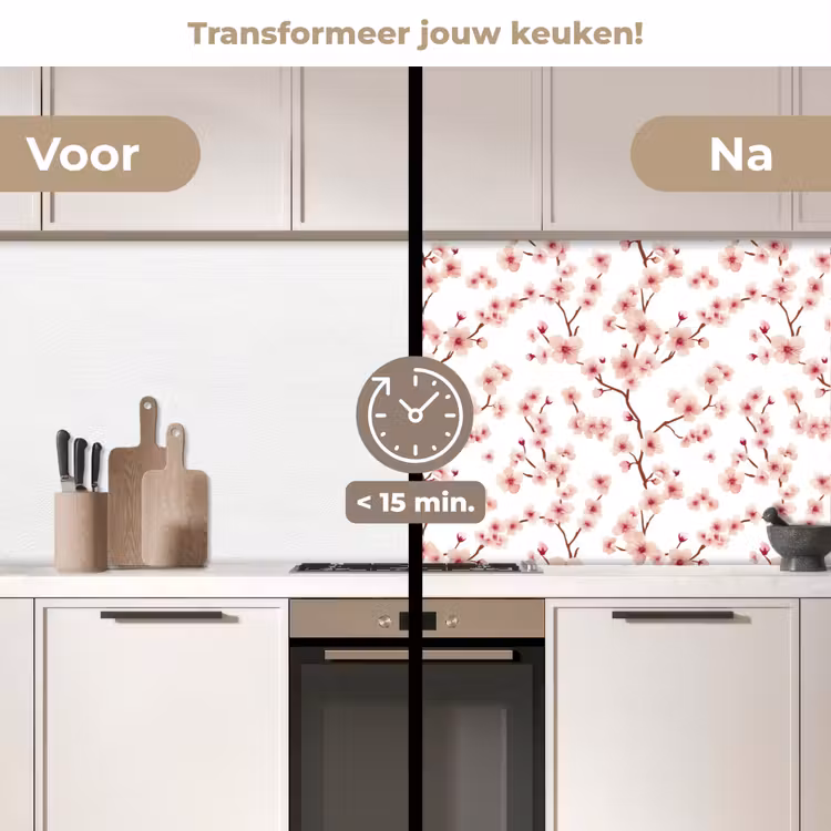 Keuken achterwand - Kersenbloesem - Takken - Roze — 3