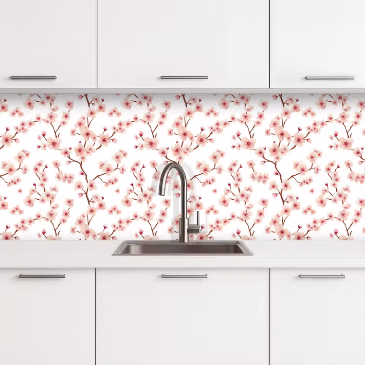 Keuken achterwand - Kersenbloesem - Takken - Roze — 4
