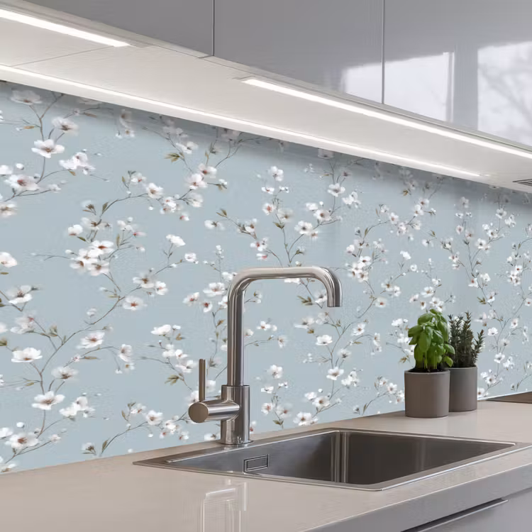 Keuken achterwand - Klassiek - Bloemen - Blauw — 2