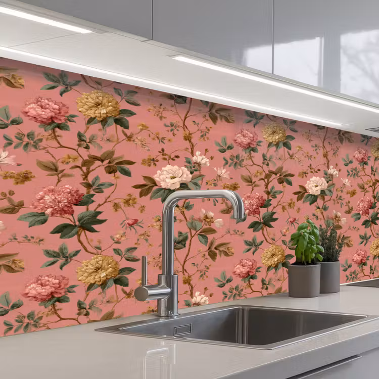 Keuken achterwand - Klassiek - Botanisch - Roze — 2