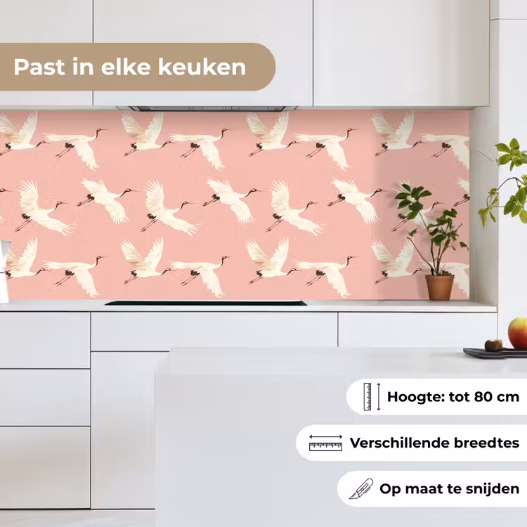 Keuken achterwand - Modern - Kraanvogels - Roze — 7
