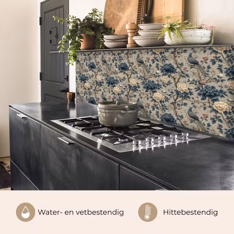 Keuken achterwand - Pauw - Bloemen - Blauw — 5
