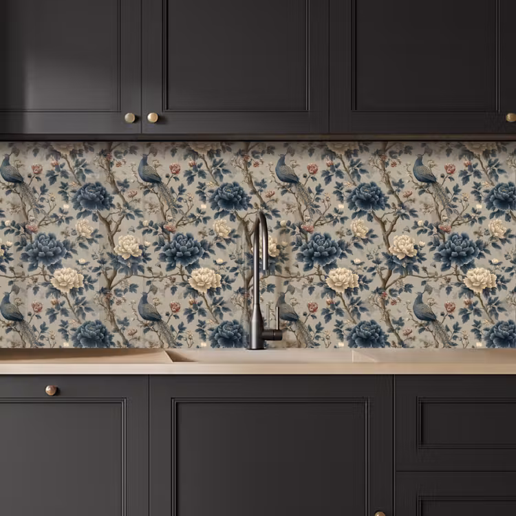 Keuken achterwand - Pauw - Bloemen - Blauw — 6