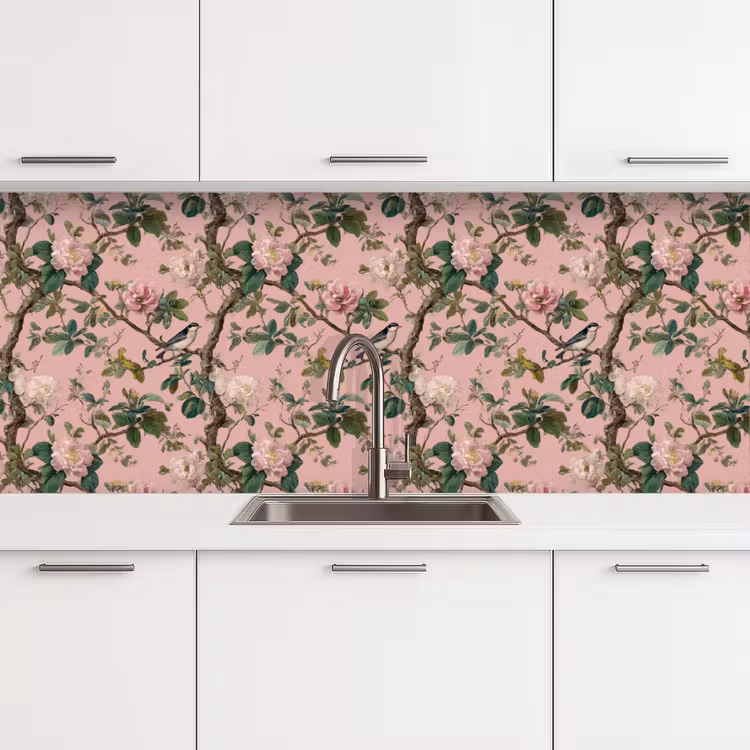 Keuken achterwand - Pioenrozen - Botanisch - Vogel — 4