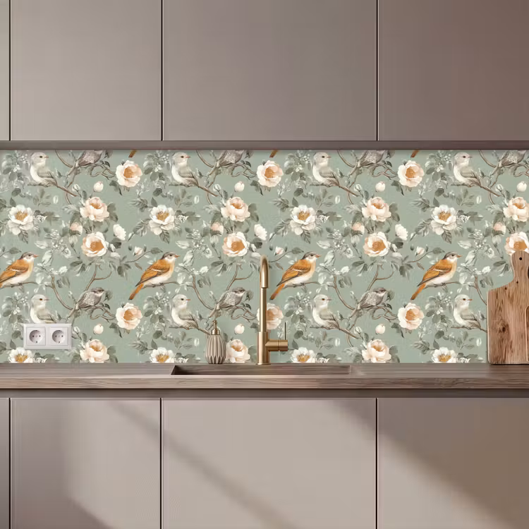 Keuken achterwand - Roze - Vogels - Kleurrijk — 1
