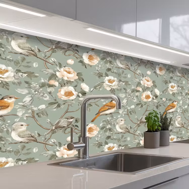 Keuken achterwand - Roze - Vogels - Kleurrijk — 2