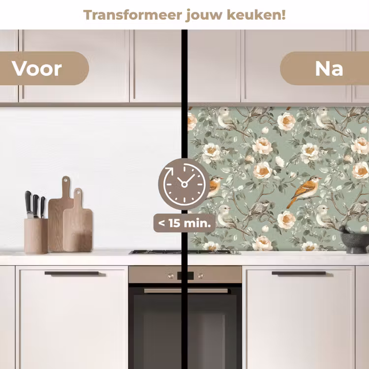 Keuken achterwand - Roze - Vogels - Kleurrijk — 3