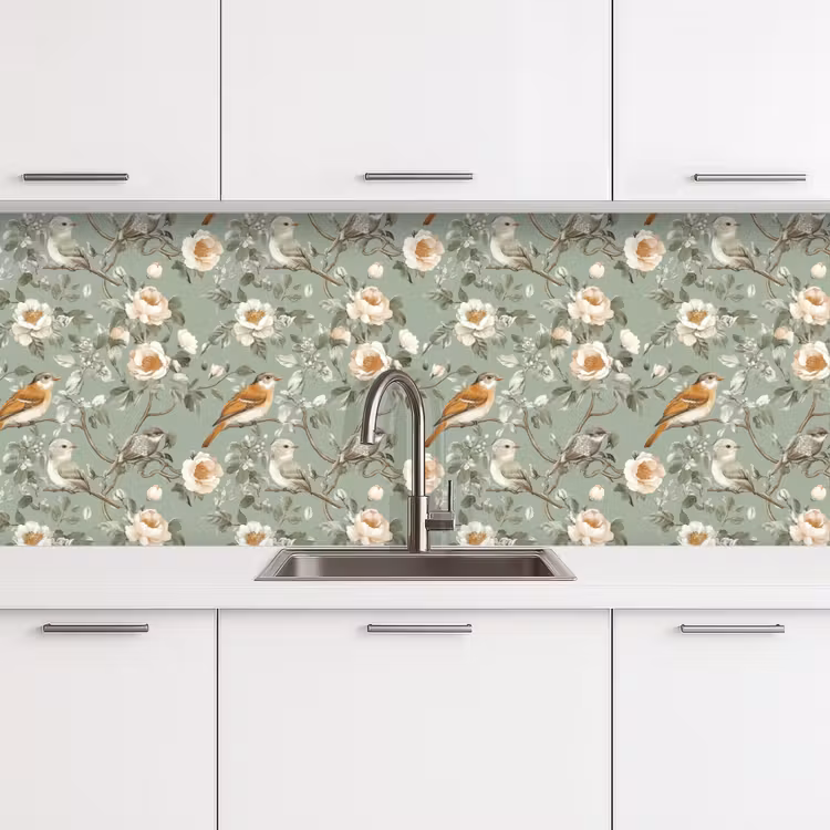 Keuken achterwand - Roze - Vogels - Kleurrijk — 4