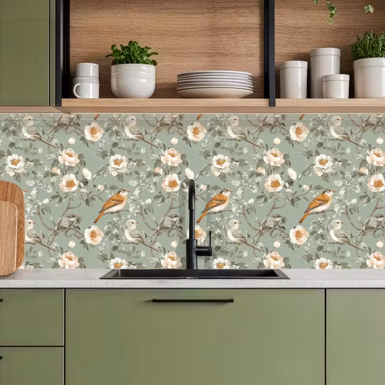 Keuken achterwand - Roze - Vogels - Kleurrijk — 8