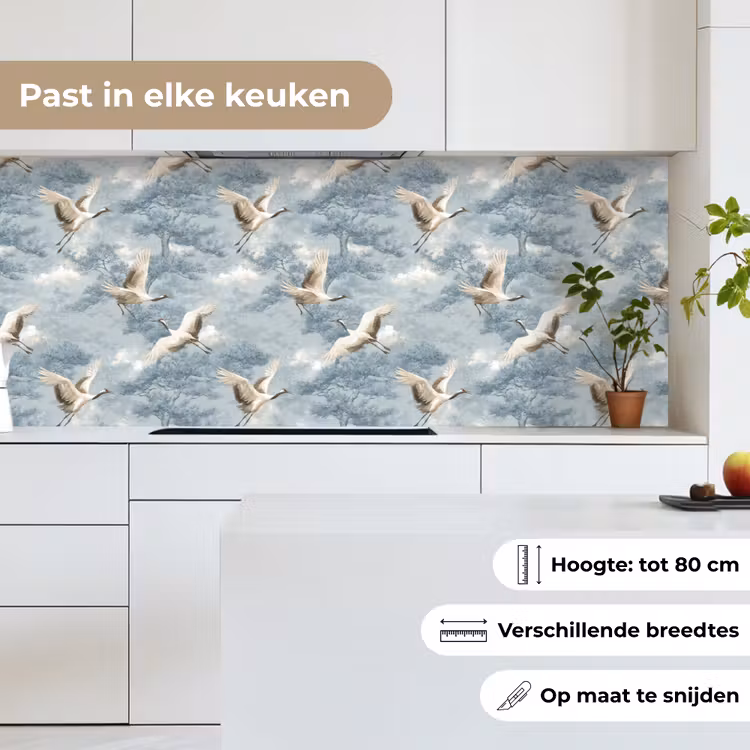 Keuken achterwand - Wolken - Kraanvogels - Blauw — 7
