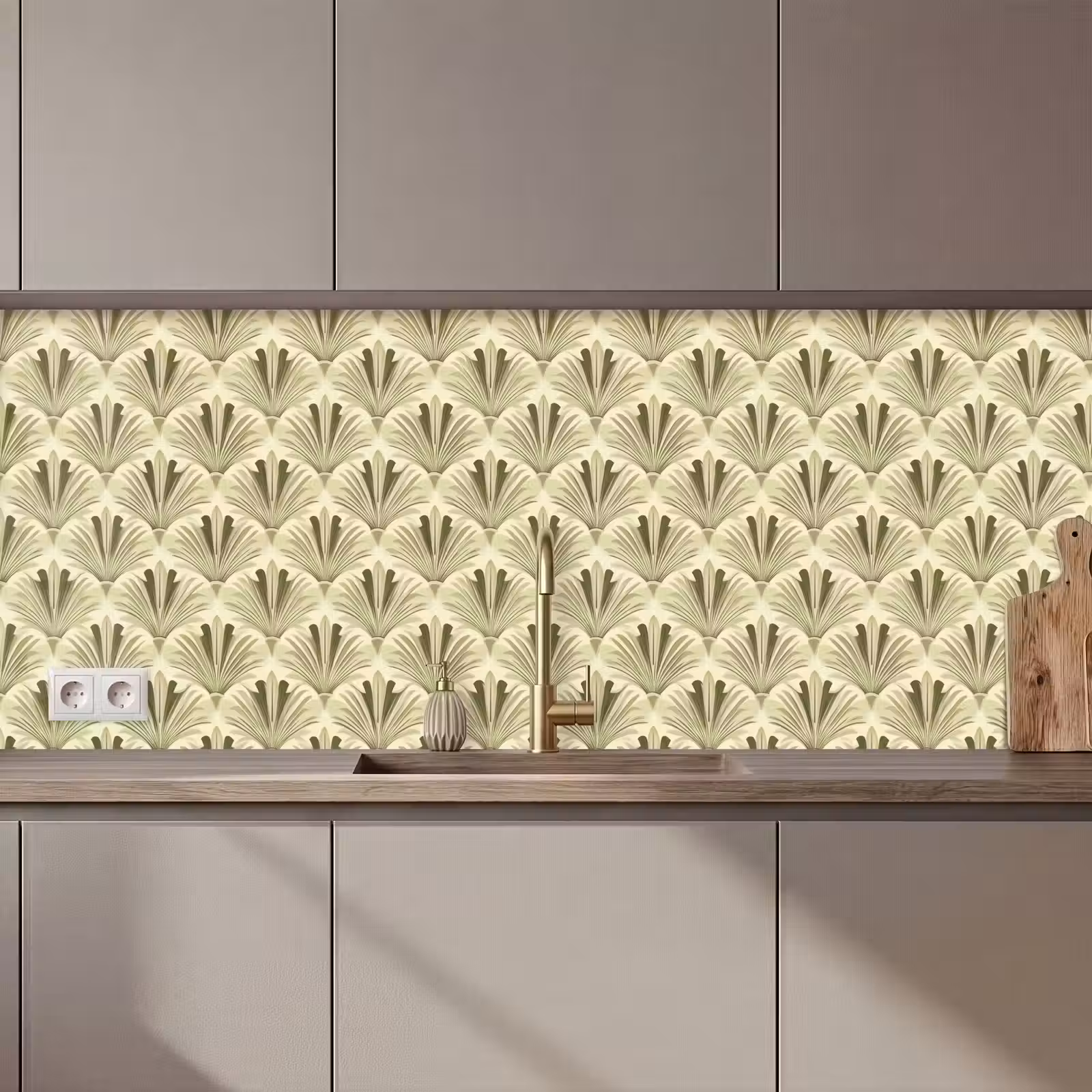 Keuken achterwand - Klassiek - Waaier - Groen — 1