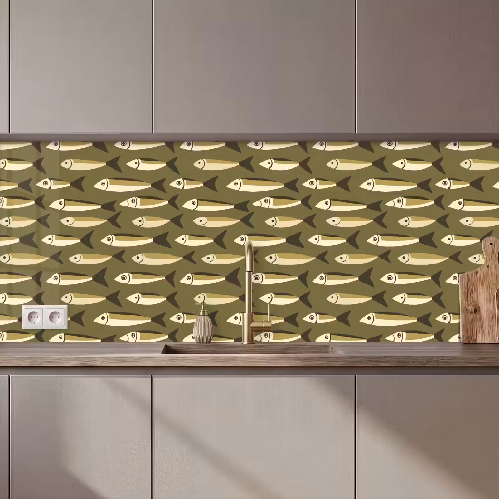 Keuken achterwand - Vis - Patroon - Groen — 1