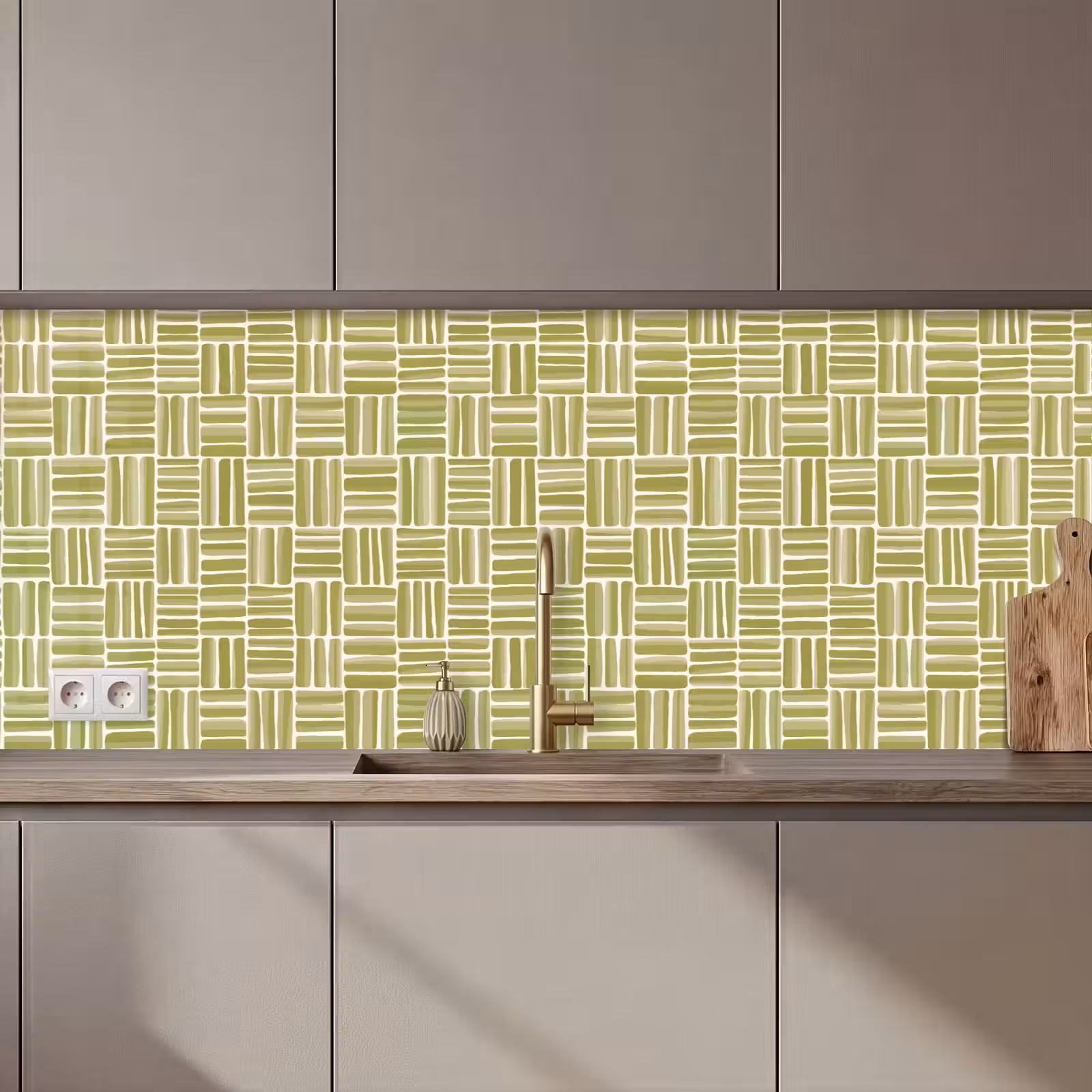 Keuken achterwand - Vlecht - Patroon - Groen — 1