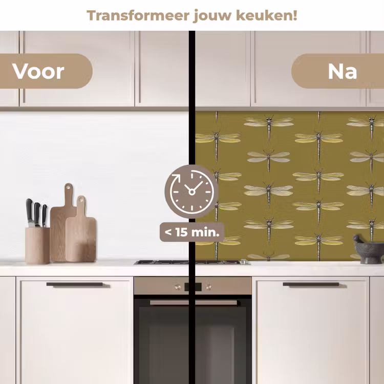 Keuken achterwand - Libellen - Patroon - Groen — 3