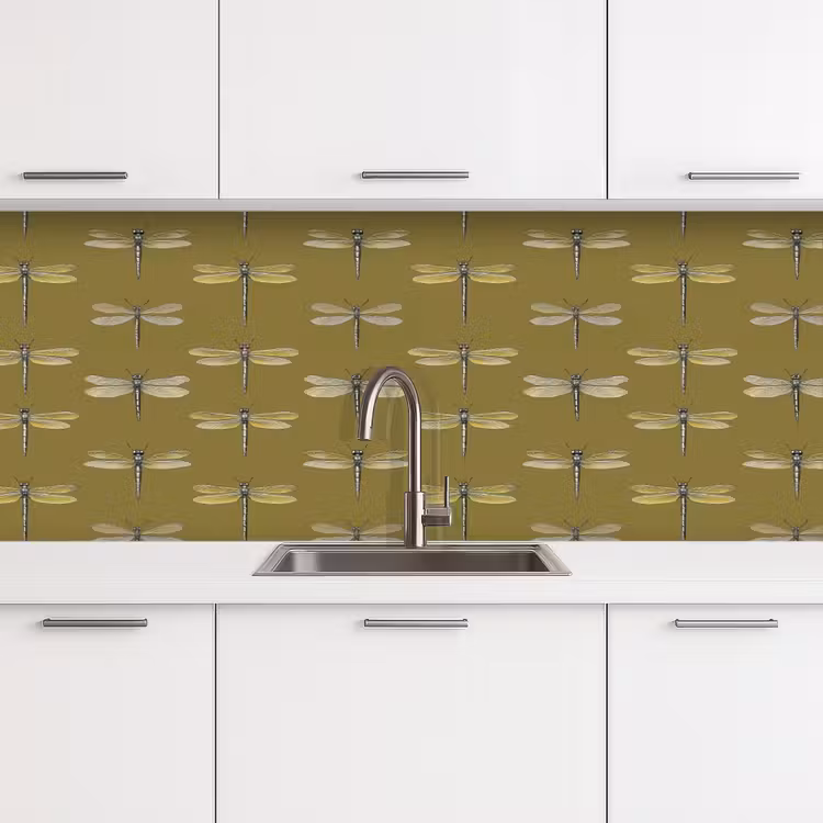 Keuken achterwand - Libellen - Patroon - Groen — 4
