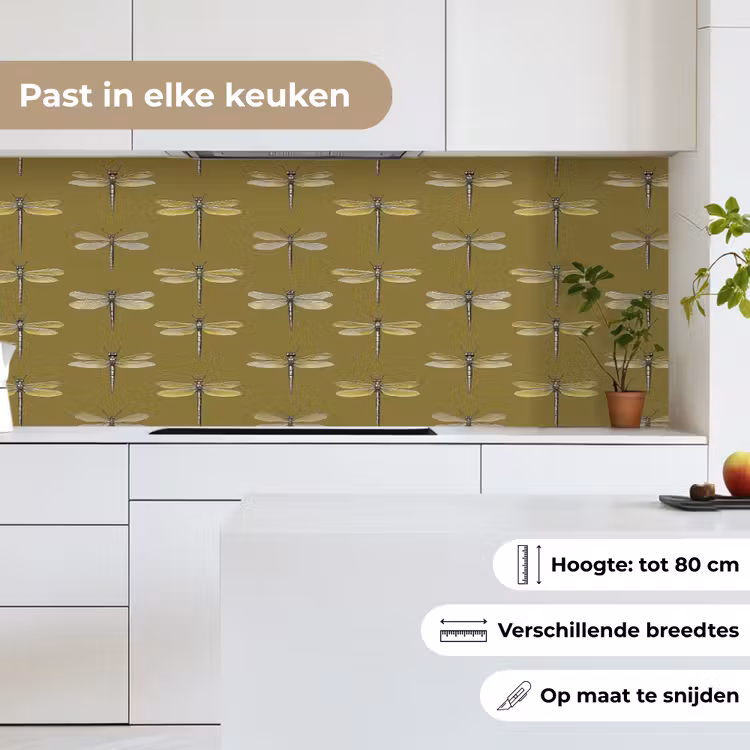 Keuken achterwand - Libellen - Patroon - Groen — 7