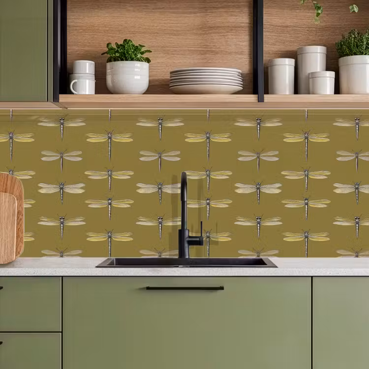 Keuken achterwand - Libellen - Patroon - Groen — 8