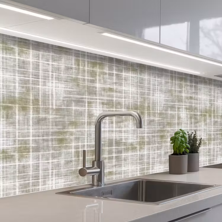 Keuken achterwand - Linnen - Patroon - Groen — 2