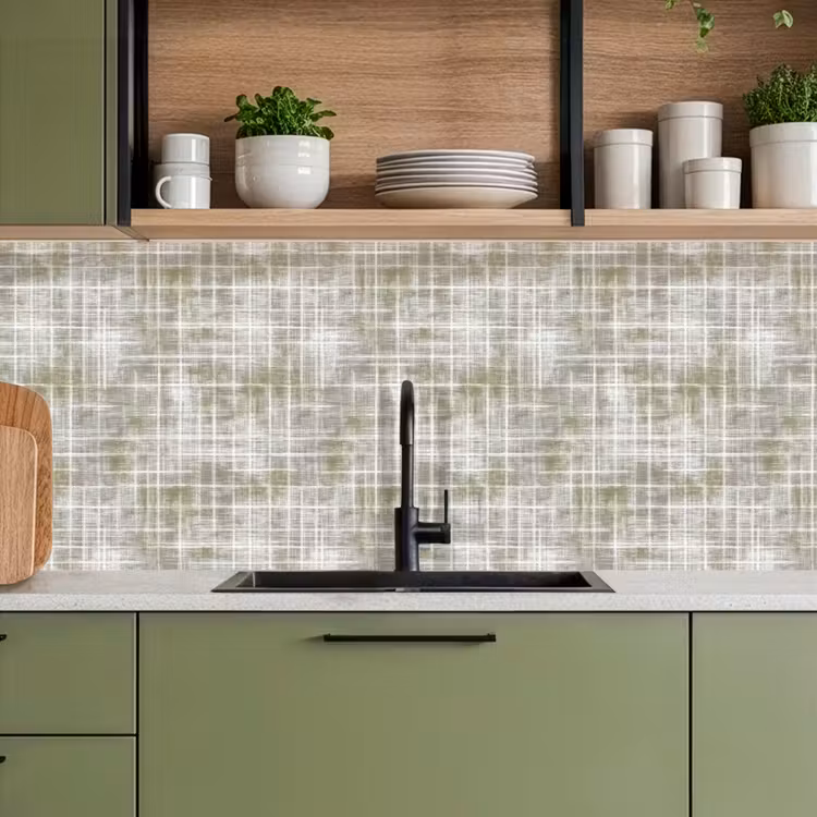 Keuken achterwand - Linnen - Patroon - Groen — 8