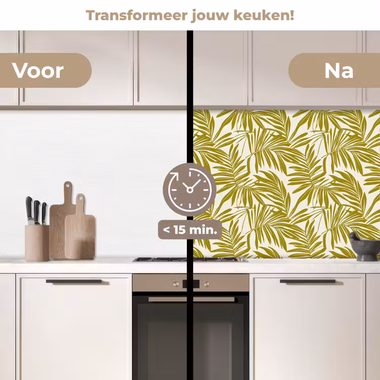 Keuken achterwand - Palmblad - Patroon - Groen — 3