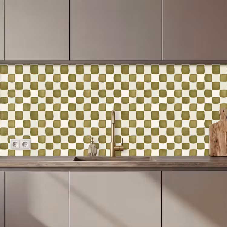 Keuken achterwand - Schaak - Patroon - Groen — 1