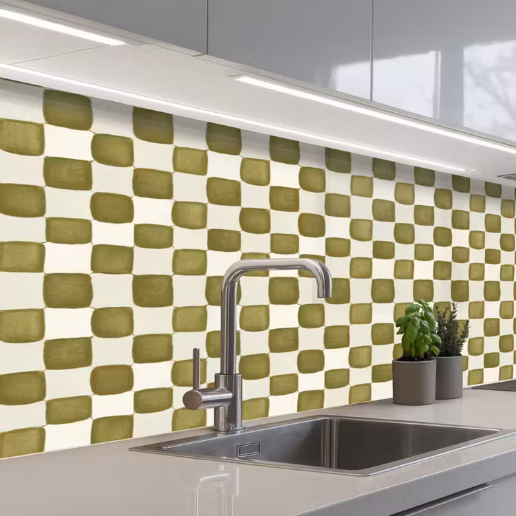 Keuken achterwand - Schaak - Patroon - Groen — 2