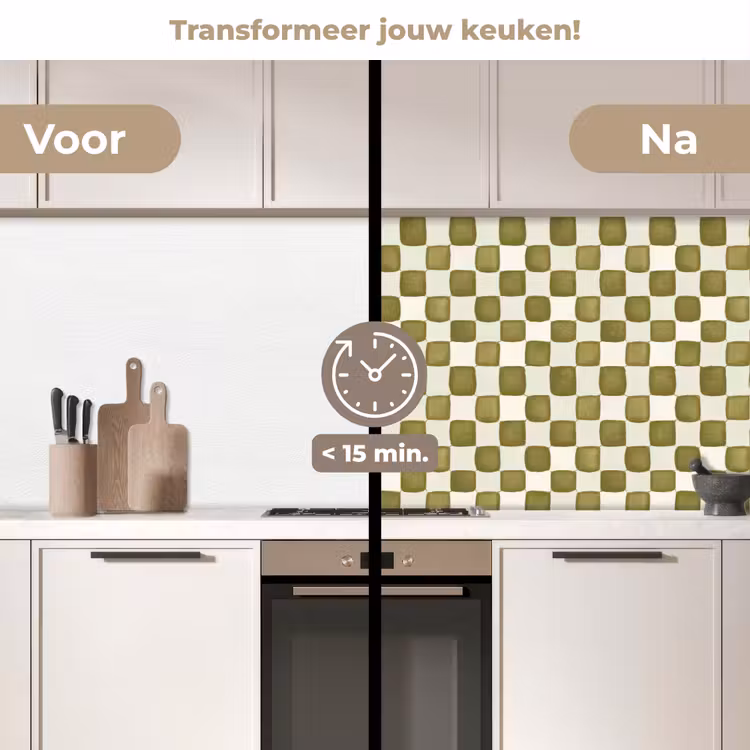 Keuken achterwand - Schaak - Patroon - Groen — 3