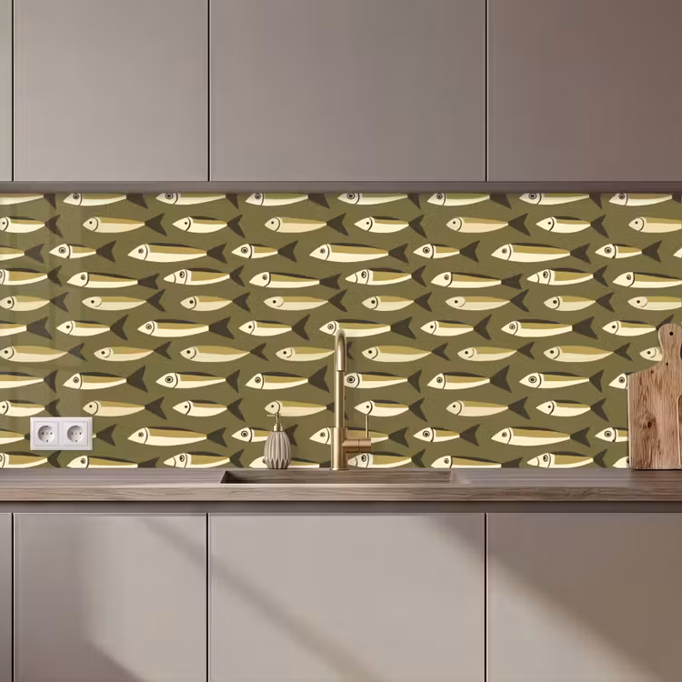 Keuken achterwand - Vis - Patroon - Groen — 1