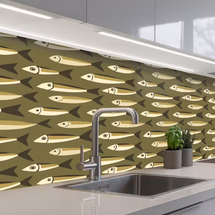 Keuken achterwand - Vis - Patroon - Groen — 2