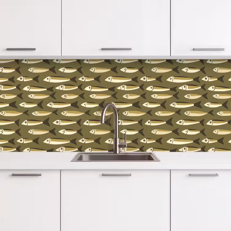 Keuken achterwand - Vis - Patroon - Groen — 4