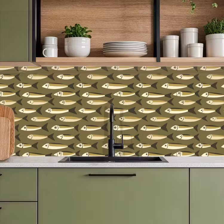 Keuken achterwand - Vis - Patroon - Groen — 8