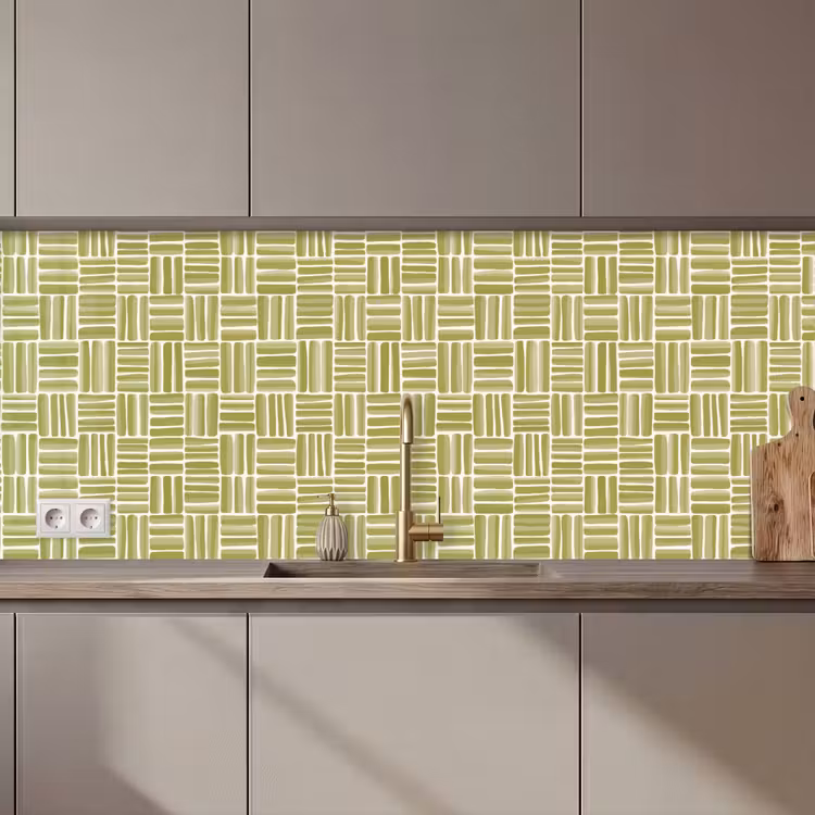 Keuken achterwand - Vlecht - Patroon - Groen — 1