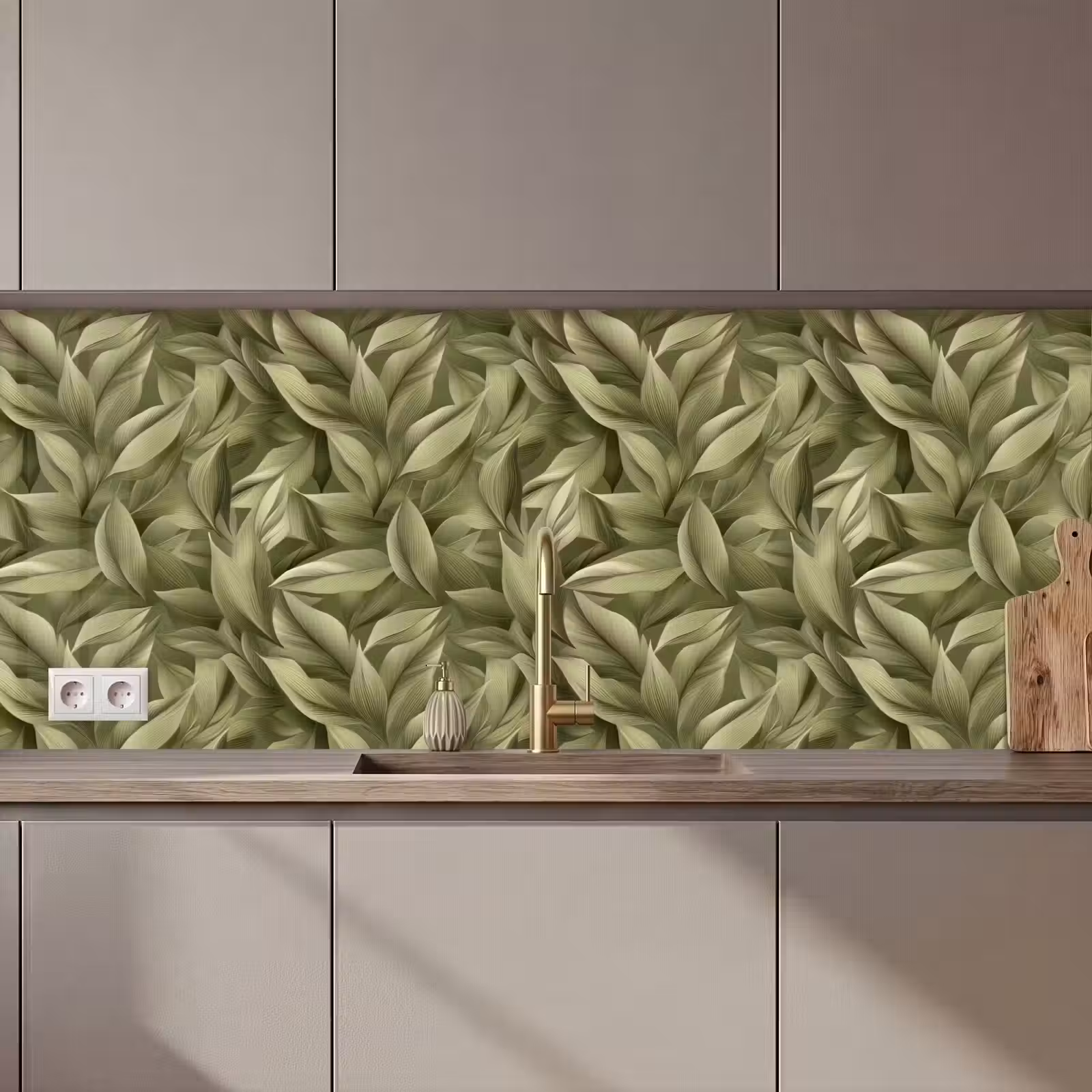 Keuken achterwand - Bladeren - Modern - Groen — 1