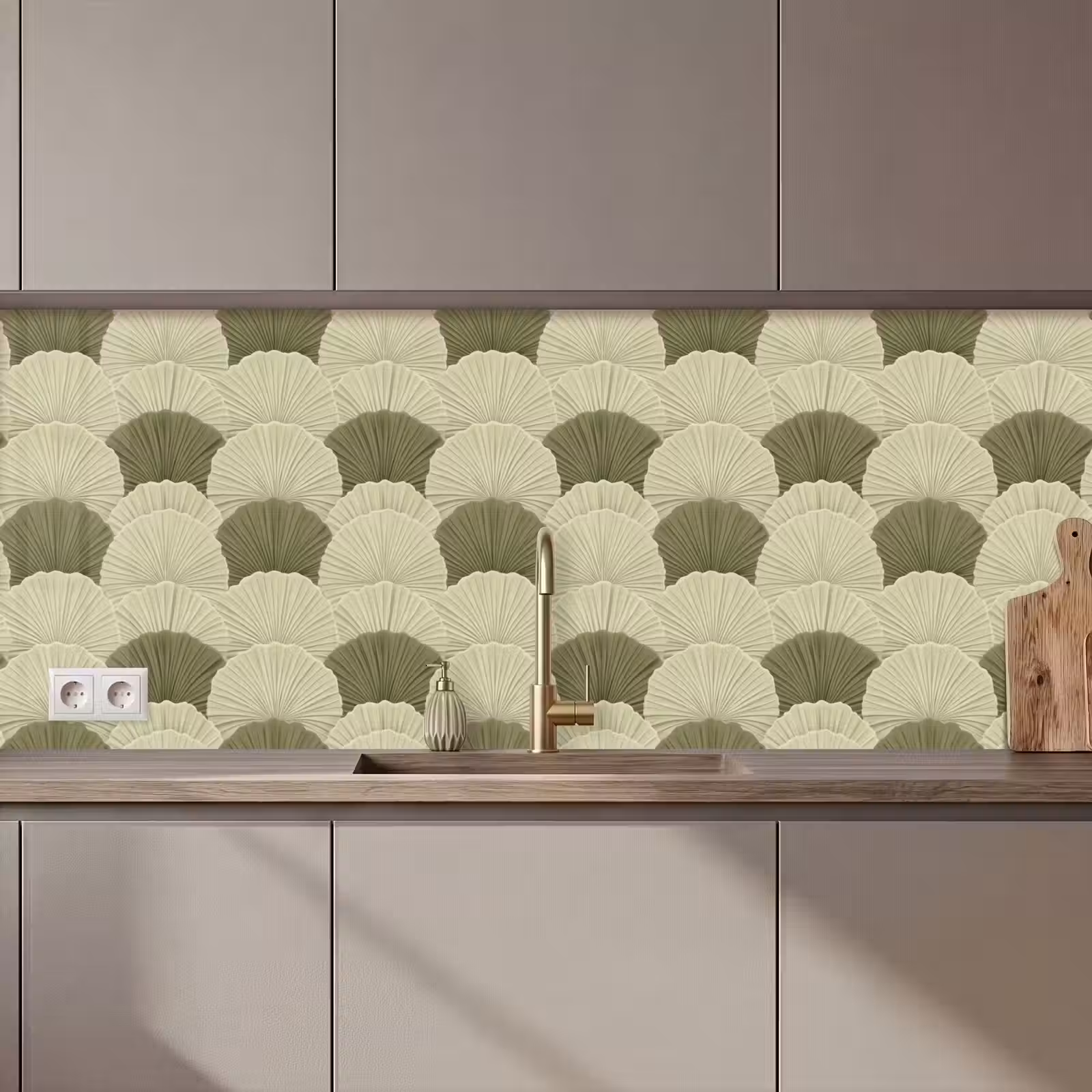 Keuken achterwand - Bladeren - Structuur - Groen — 1