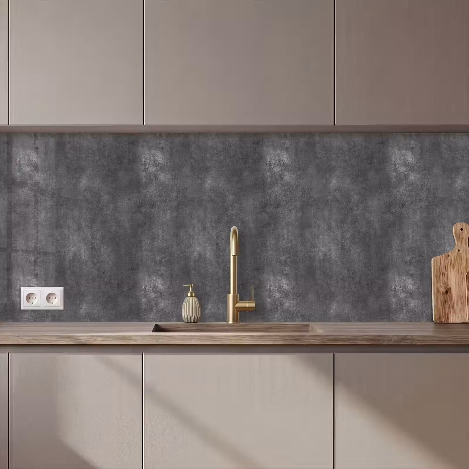 Keuken achterwand - Donkergrijs - Ruw - Beton — 1
